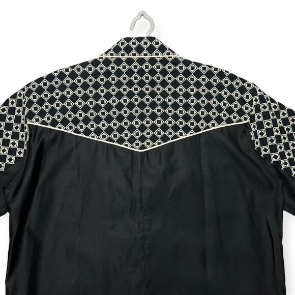 NEW NICHOLAS DALEY Mento Shirt Short Sleeve SIZE M Black Embroidery Linen JAPAN - Picture 7 of 14